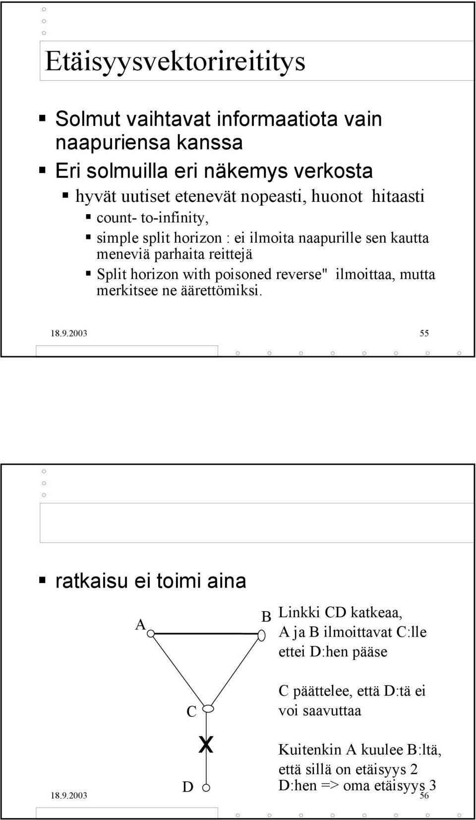 with poisoned reverse" ilmoittaa, mutta merkitsee ne äärettömiksi. 18.9.