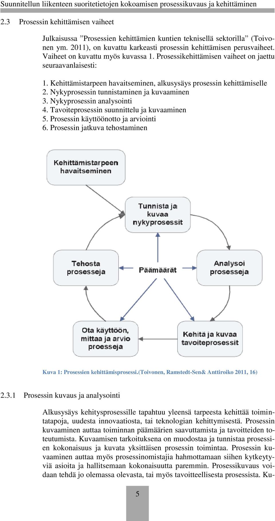 Nykyprosessin tunnistaminen ja kuvaaminen 3. Nykyprosessin analysointi 4. Tavoiteprosessin suunnittelu ja kuvaaminen 5. Prosessin käyttöönotto ja arviointi 6.