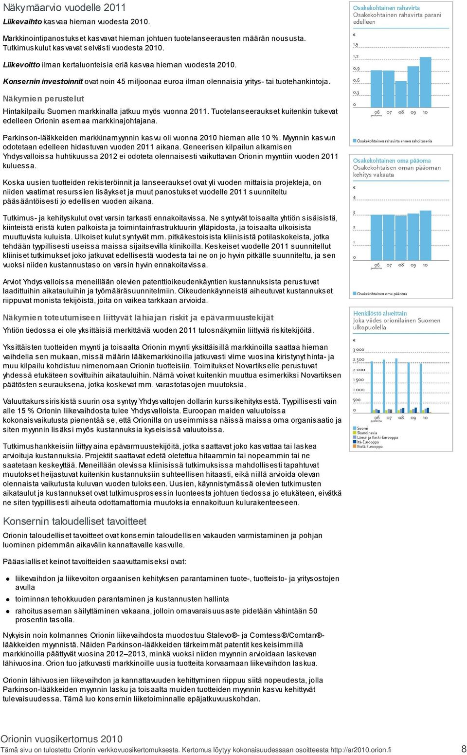 Näkymien perustelut Hintakilpailu Suomen markkinalla jatkuu myös vuonna 2011. Tuotelanseeraukset kuitenkin tukevat edelleen Orionin asemaa markkinajohtajana.