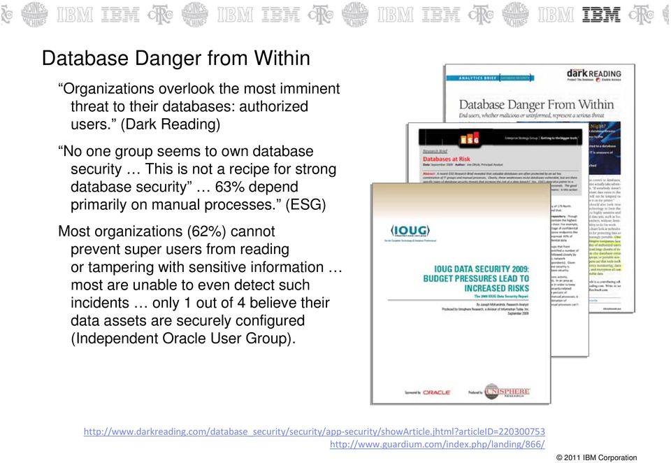 (ESG) Most organizations (62%) cannot prevent super users from reading or tampering with sensitive information most are unable to even detect such incidents only 1 out