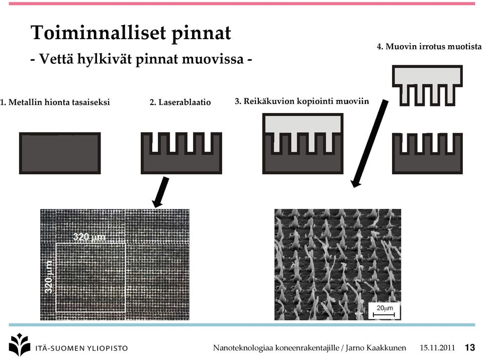 Metallin hionta tasaiseksi 2. Laserablaatio 3.