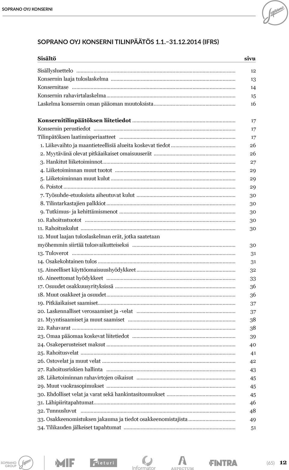 liitetiedot 17 Konsernin perustiedot 17 Tilinpätöksen laatimisperiaatteet 17 1. Liikevaihto ja maantieteellisiä alueita koskevat tiedot 26 2. Myytävänä olevat pitkäaikaiset omaisuuserät 26 3.