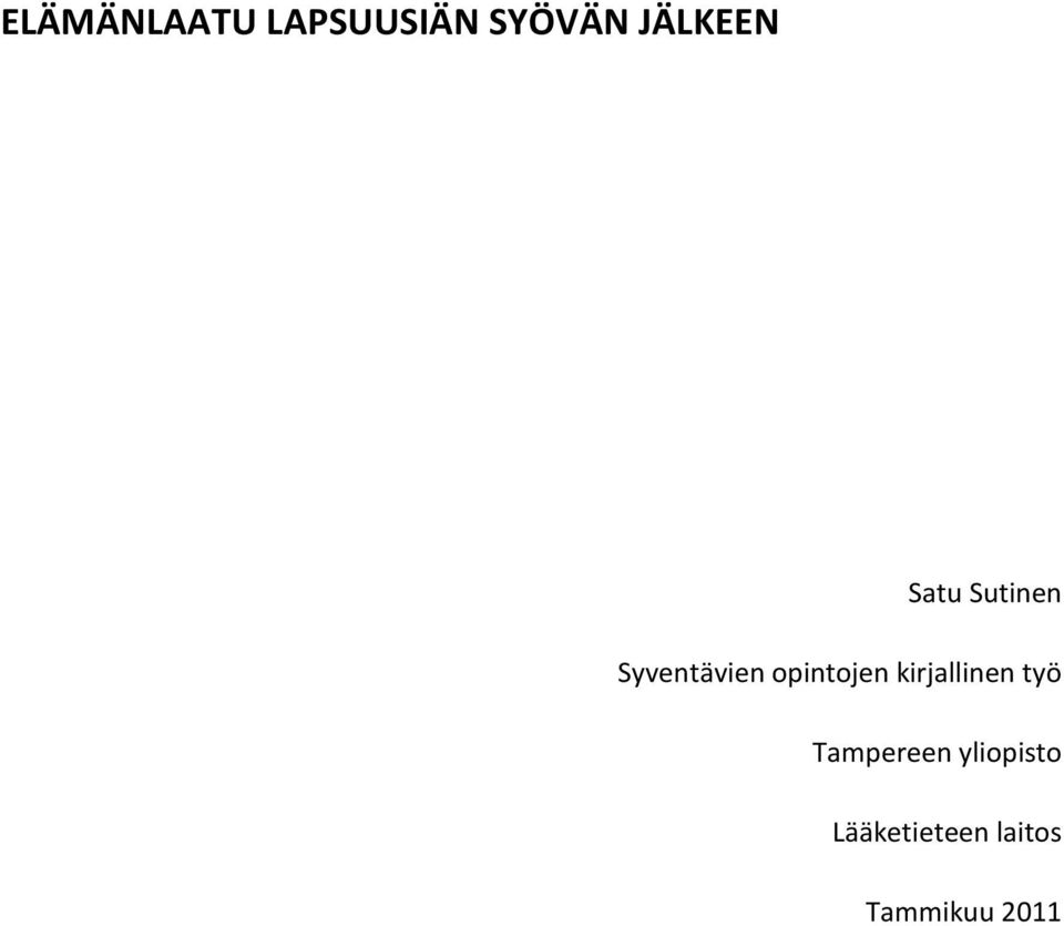 opintojen kirjallinen työ Tampereen