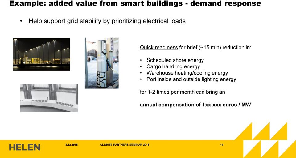 Cargo handling energy Warehouse heating/cooling energy Port inside and outside lighting energy for 1-2