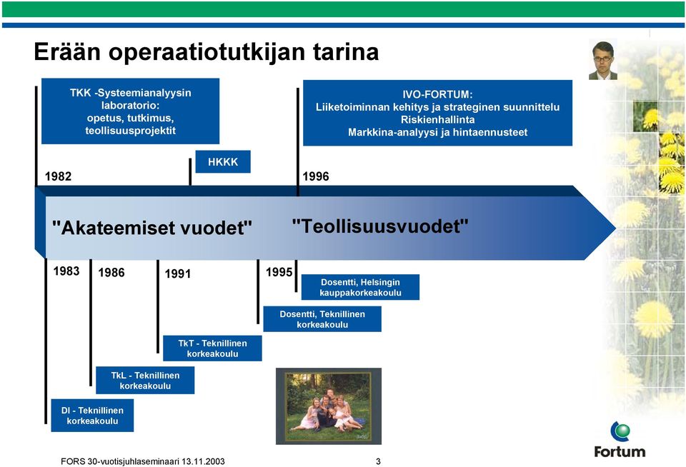 "Akateemiset vuodet" "Teollisuusvuodet" 1983 1986 1991 1995 Dosentti, Helsingin kauppakorkeakoulu Dosentti, Teknillinen