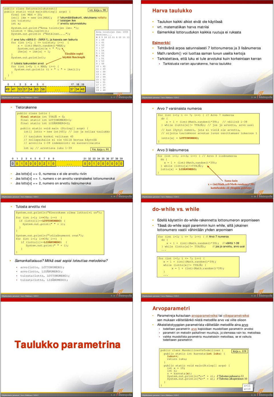 print("Anna toistojen lkm: "); toistot = Oma.lueInt(); System.out.println ("Hetkinen."); // arvo luku väliltä - (MAX-), ja kasvata sen laskuria for (int i=; i <= toistot; i++) { x = (int)(math.