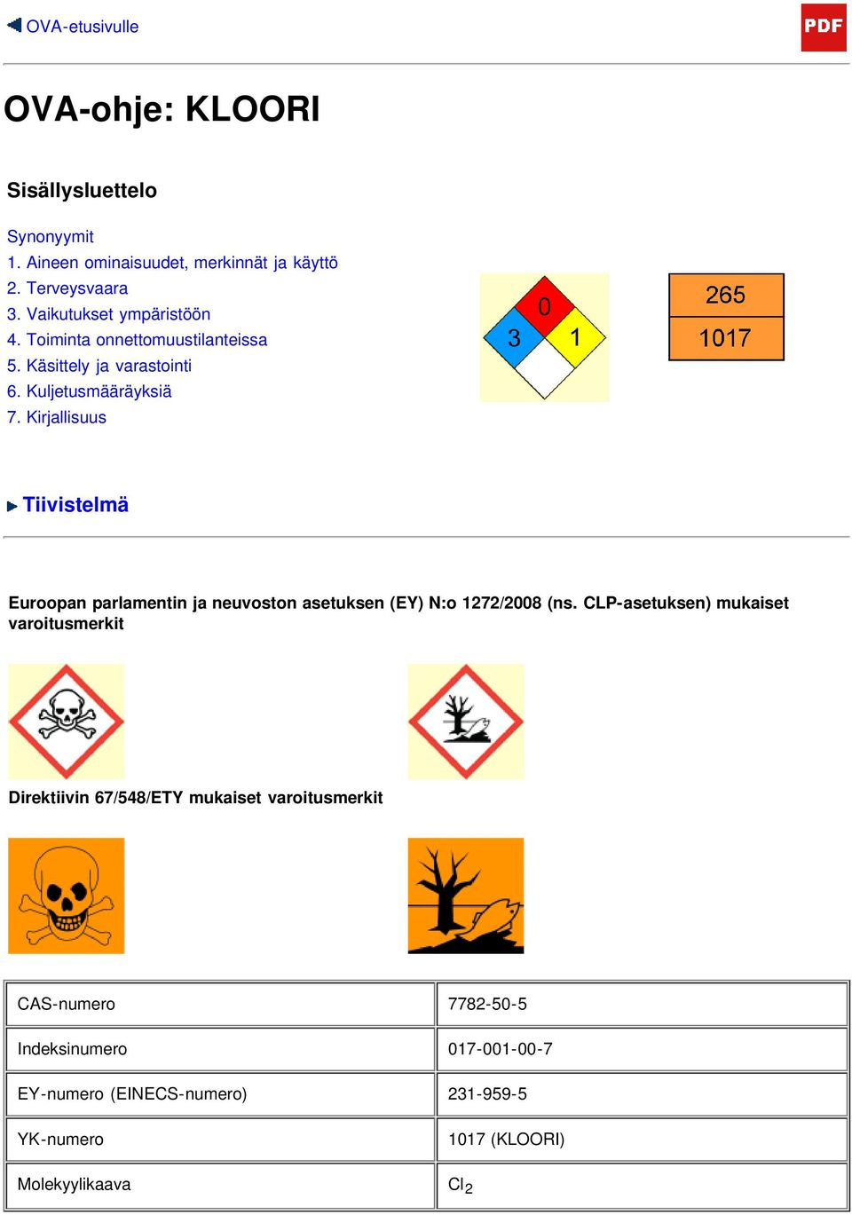 Kirjallisuus Tiivistelmä Euroopan parlamentin ja neuvoston asetuksen (EY) N:o 1272/2008 (ns.