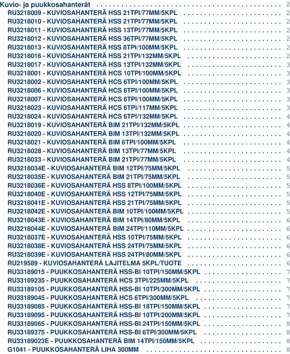 .. RU1808-1TPI/MM/KPL... RU180-1TPI/MM/KPL... RU180E - 1TPI/MM/KPL... RU180E - 1TPI/MM/KPL... RU180E - 8TPI/100MM/KPL... RU1800E - 1TPI/MM/KPL... RU1801E - 1TPI/MM/KPL... RU180E - 10TPI/100MM/KPL.