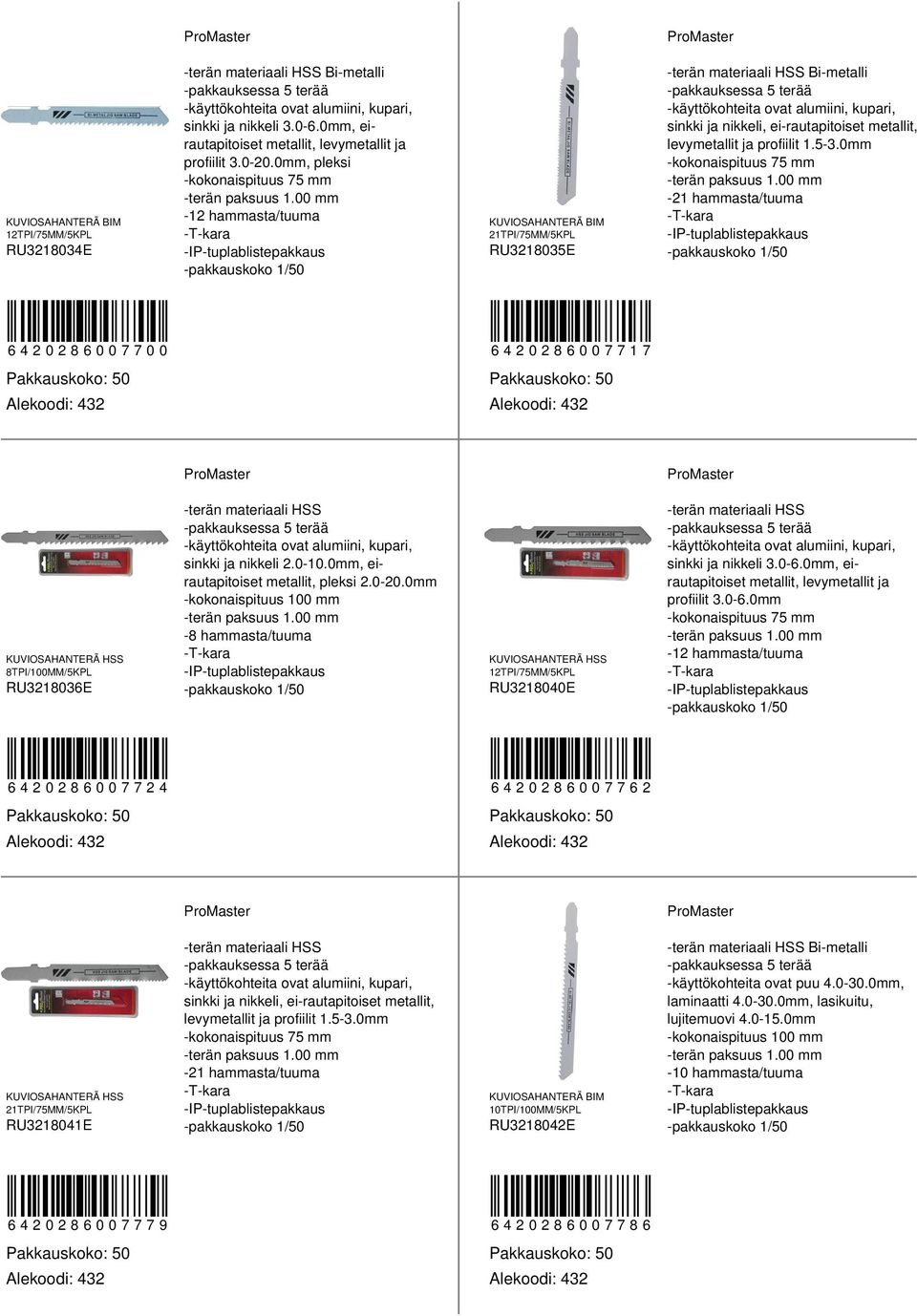 0-10.0mm, eirautapitoiset metallit, pleksi.0-0.0mm -8 hammasta/tuuma sinkki ja nikkeli.0-.0mm, eirautapitoiset metallit, levymetallit ja profiilit.0-.0mm -kokonaispituus mm -1 hammasta/tuuma 1TPI/MM/KPL RU1800E 0800 0800 1TPI/MM/KPL RU1801E sinkki ja nikkeli, ei-rautapitoiset metallit, levymetallit ja profiilit 1.