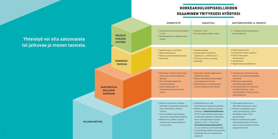 ESIMERKKI- TEHTÄVIÄ Verkkosivujen suunnittelu Materiaalitutkimus Selvitys ympäristövaikutuksista Historiikki Sisällöntuottaja Koordinaattori (viestintä-, tapahtuma-, markkinointi-) Tuonnin ja viennin