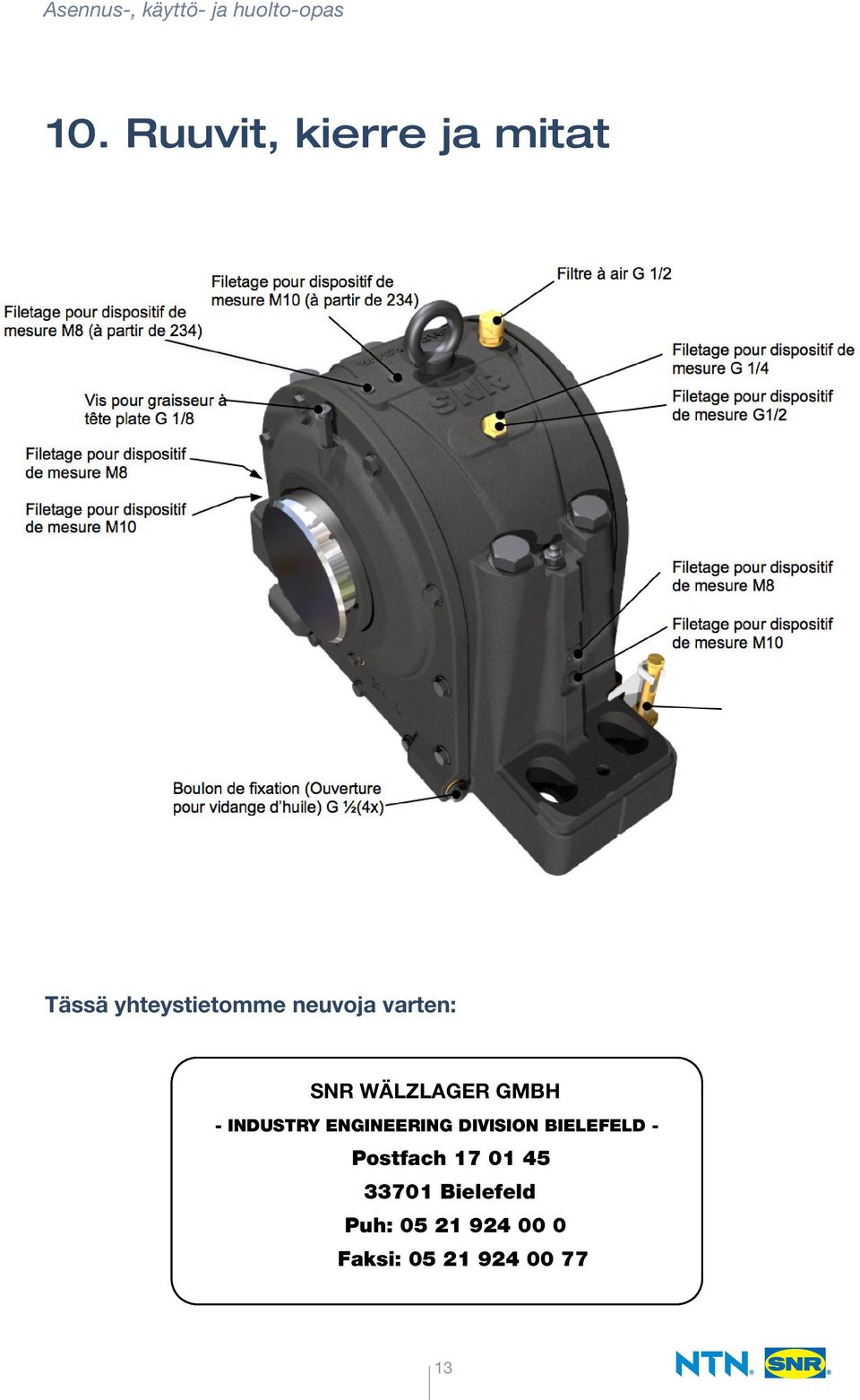 varten: SNR WÄLZLAGER GMBH - INDUSTRY ENGINEERING DIVISION