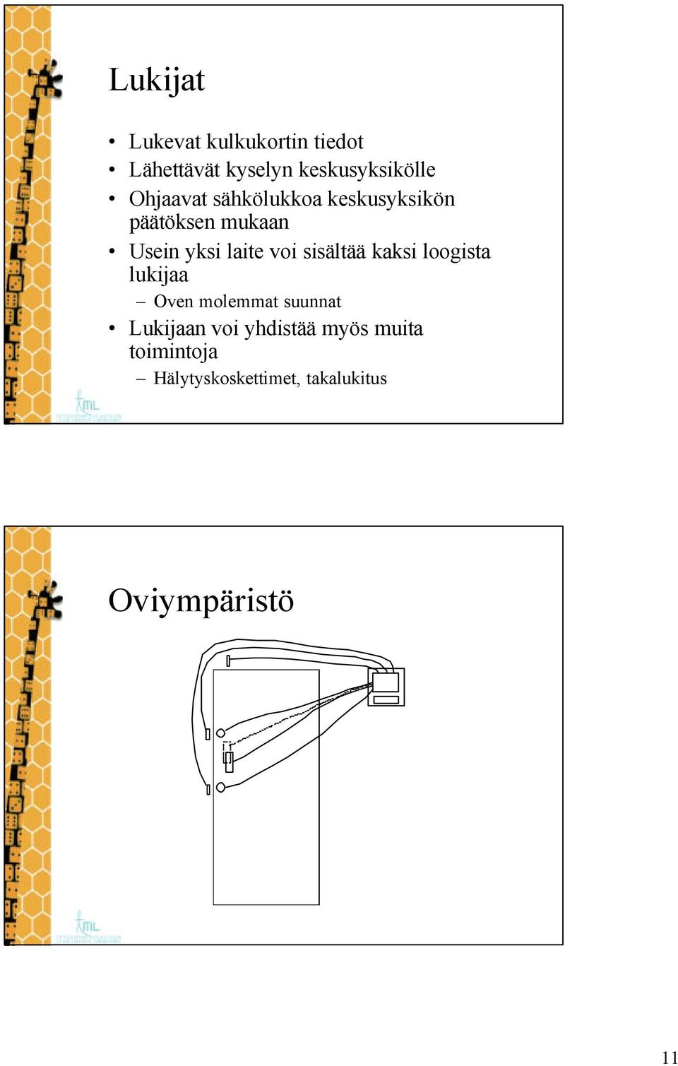 voi sisältää kaksi loogista lukijaa Oven molemmat suunnat Lukijaan voi