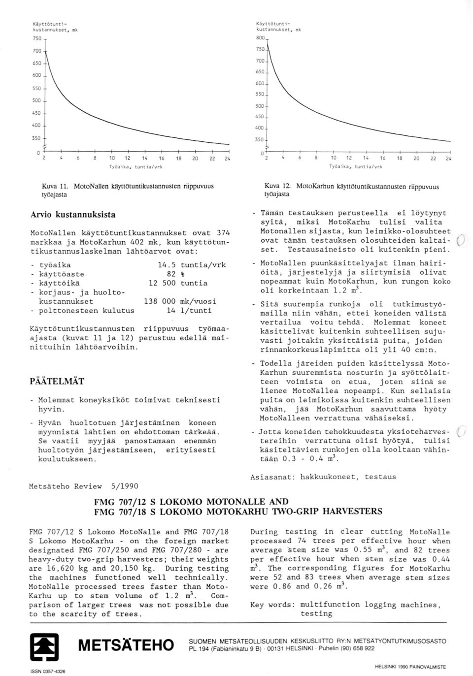 ovat: työaika käyttöaste käyttöikä korjaus ja huoltokustannukset polttonesteen kulutus 6 4 6 4 Työaika, tun t ia/vrk Työaika, tun ti a/vrk 4.