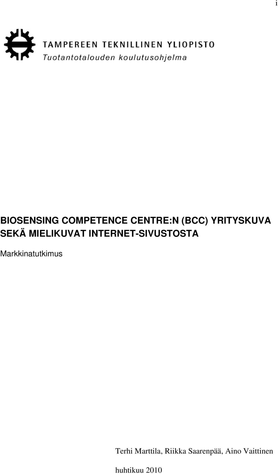 INTERNET-SIVUSTOSTA Markkinatutkimus