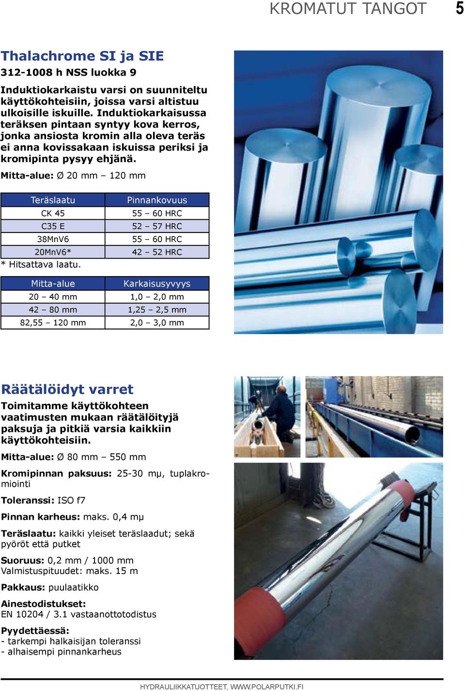 Mitta-alue: Ø 20 120 Teräslaatu CK 45 C35 E 38MnV6 20MnV6* * Hitsattava laatu.