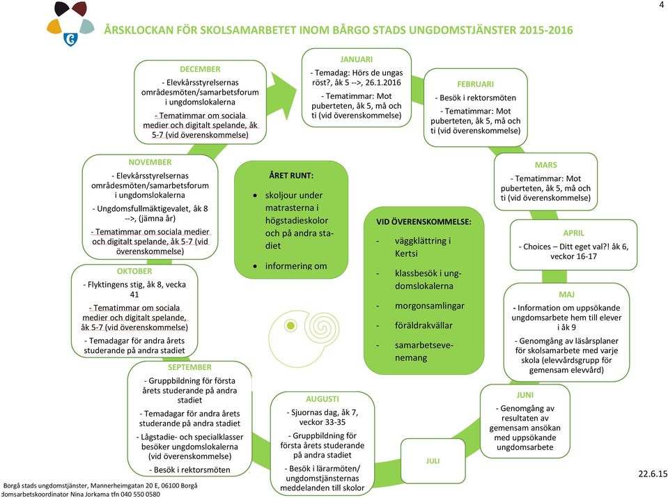 2016 - Tematimmar: Mot puberteten, åk 5, må och ti (vid överenskommelse) FEBRUARI - Besök i rektorsmöten - Tematimmar: Mot puberteten, åk 5, må och ti (vid överenskommelse) NOVEMBER -