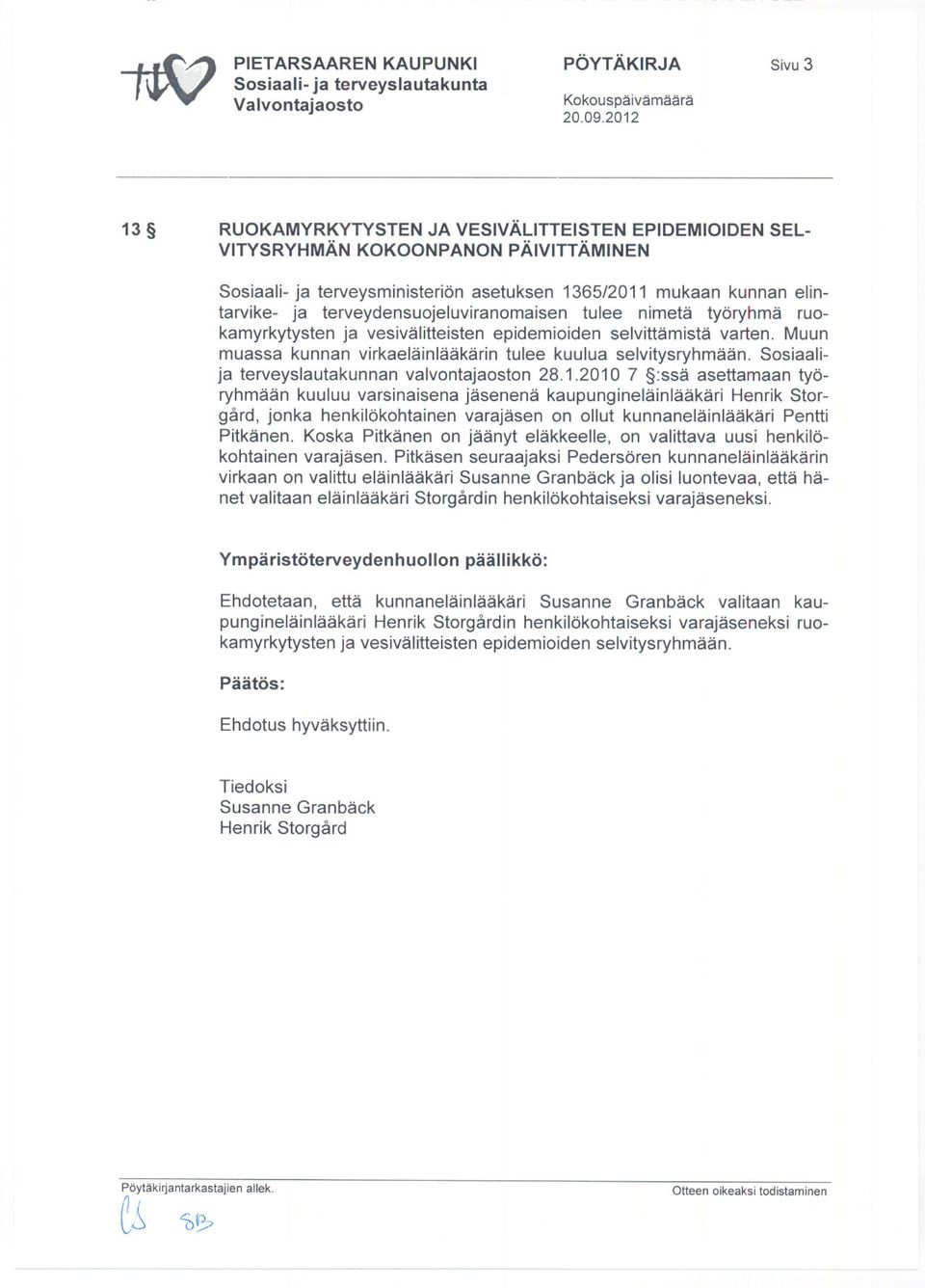 Sosiaalija terveyslautakunnan valvontajaoston 28.1.