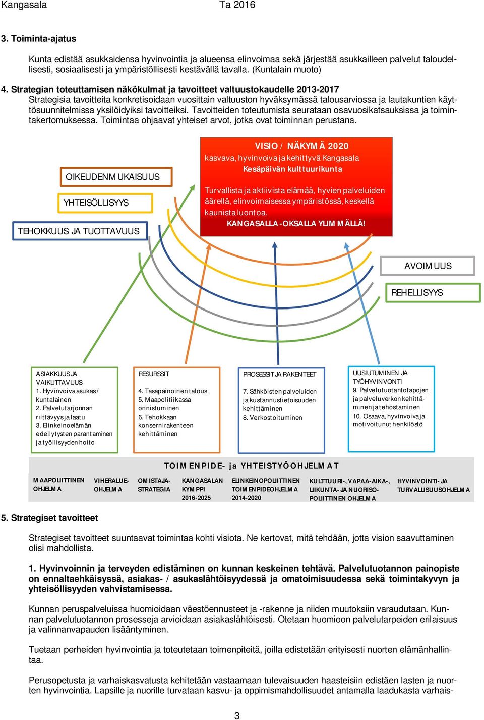 Strategian toteuttamisen näkökulmat ja tavoitteet valtuustokaudelle 2013-2017 Strategisia tavoitteita konkretisoidaan vuosittain valtuuston hyväksymässä talousarviossa ja lautakuntien