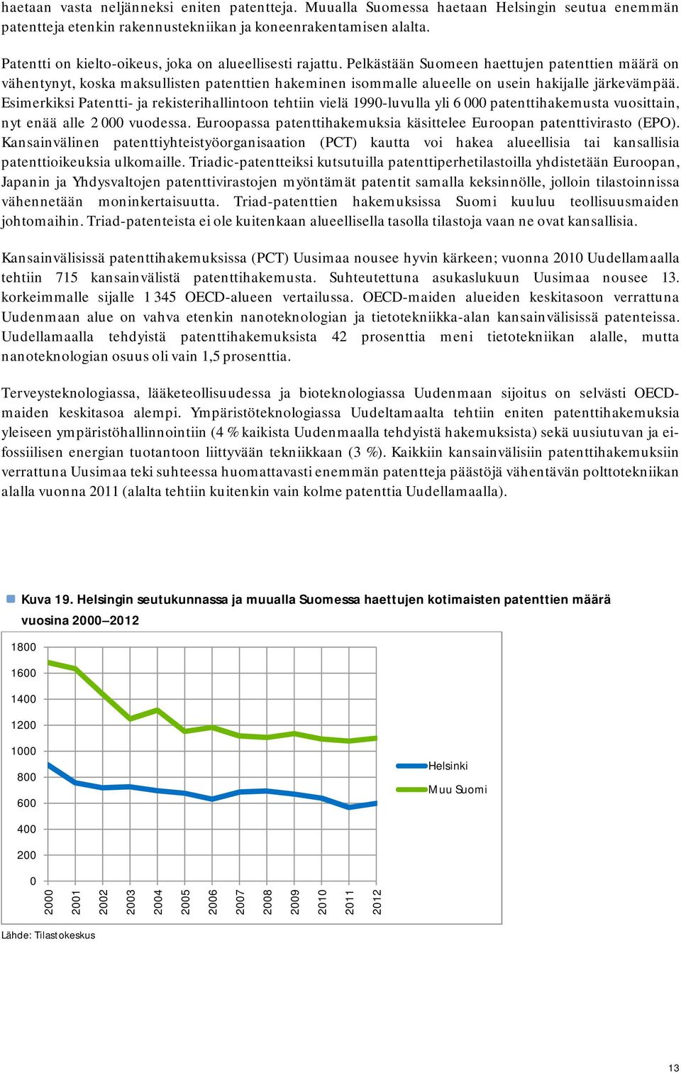 Pelkästään Suomeen haettujen patenttien määrä on vähentynyt, koska maksullisten patenttien hakeminen isommalle alueelle on usein hakijalle järkevämpää.