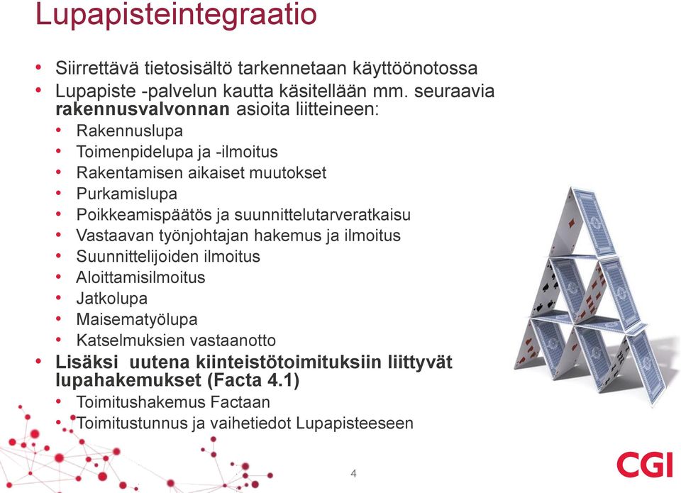 Poikkeamispäätös ja suunnittelutarveratkaisu Vastaavan työnjohtajan hakemus ja ilmoitus Suunnittelijoiden ilmoitus Aloittamisilmoitus Jatkolupa