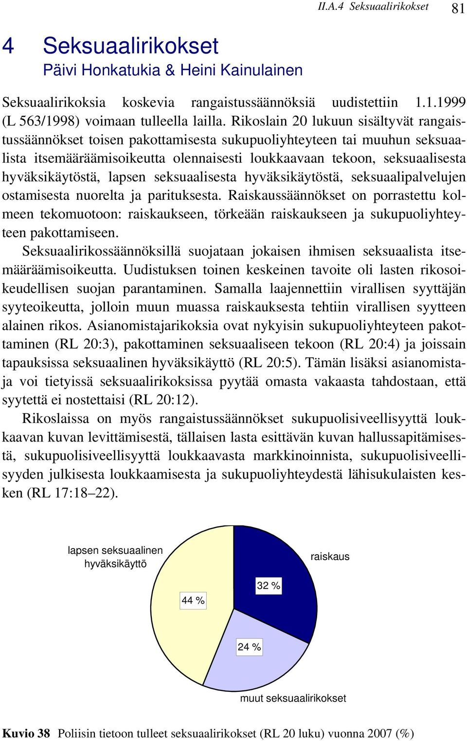 hyväksikäytöstä, lapsen seksuaalisesta hyväksikäytöstä, seksuaalipalvelujen ostamisesta nuorelta ja parituksesta.