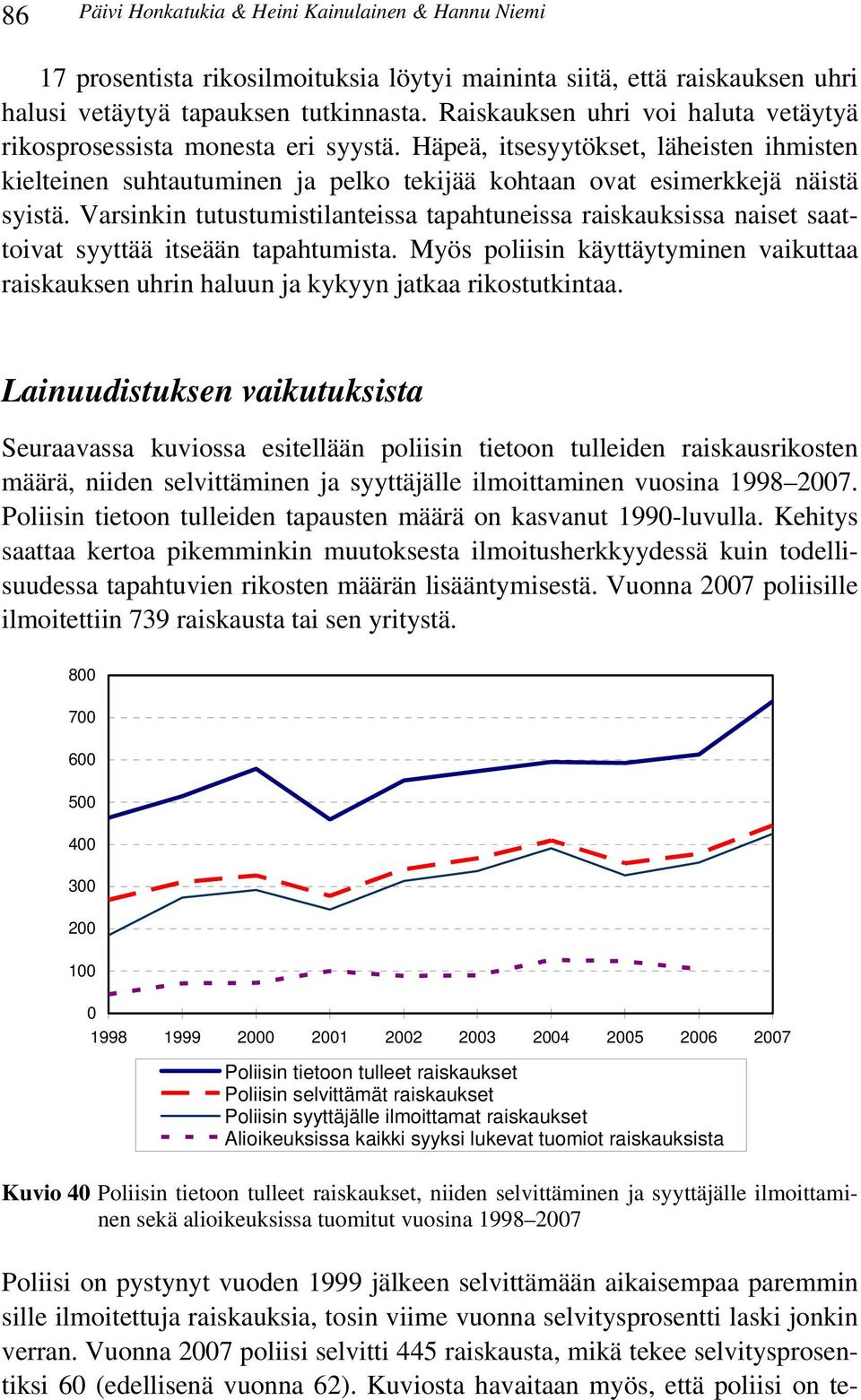 Varsinkin tutustumistilanteissa tapahtuneissa raiskauksissa naiset saattoivat syyttää itseään tapahtumista.