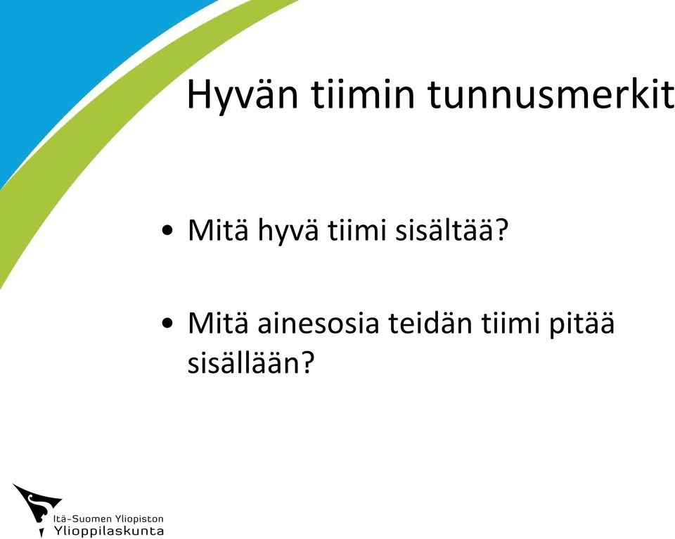 tiimi sisältää?