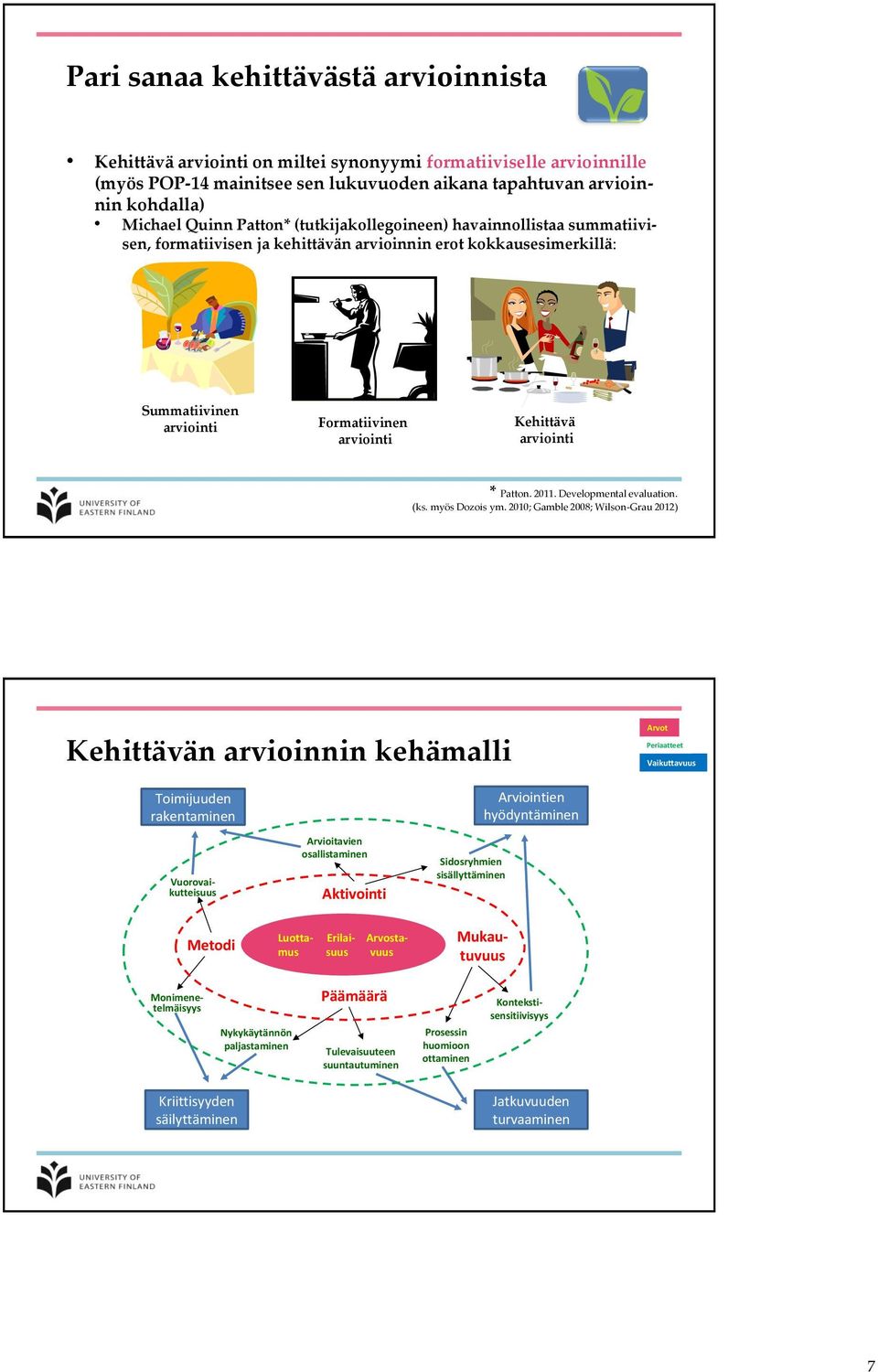 Patton. 2011. Developmental evaluation. (ks. myös Dozois ym.