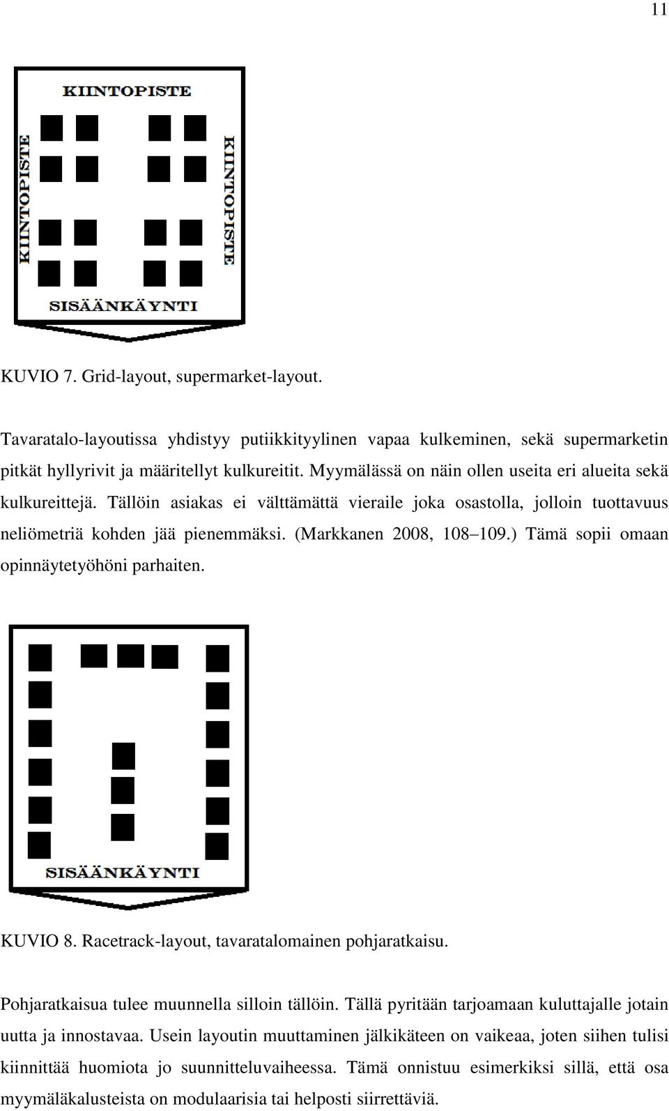 ) Tämä sopii omaan opinnäytetyöhöni parhaiten. KUVIO 8. Racetrack-layout, tavaratalomainen pohjaratkaisu. Pohjaratkaisua tulee muunnella silloin tällöin.