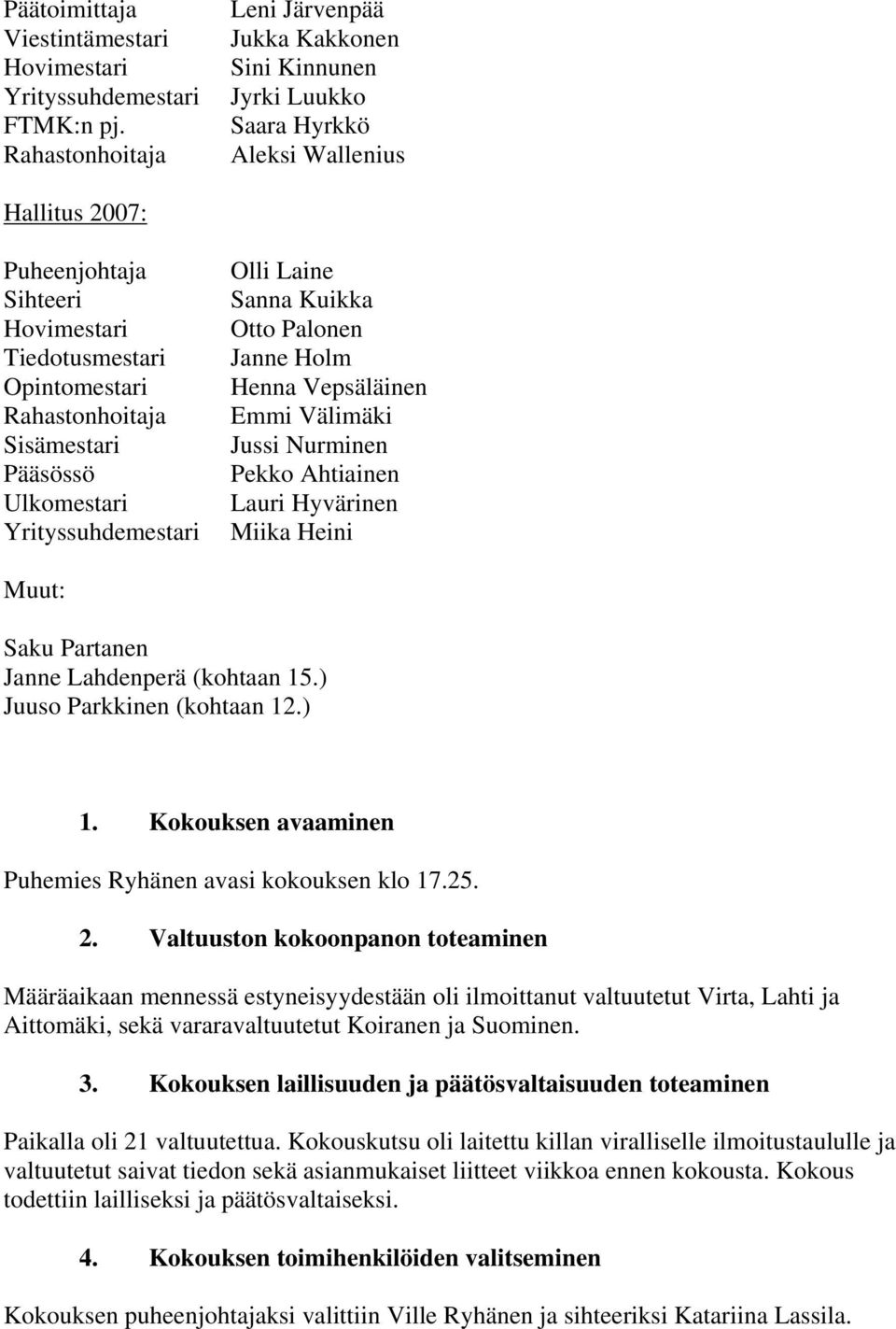 Sisämestari Pääsössö Ulkomestari Yrityssuhdemestari Olli Laine Sanna Kuikka Otto Palonen Janne Holm Henna Vepsäläinen Emmi Välimäki Jussi Nurminen Pekko Ahtiainen Lauri Hyvärinen Miika Heini Muut: