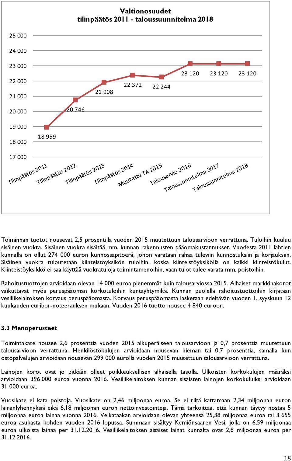 Vuodesta 2011 lähtien kunnalla on ollut 274 000 euron kunnossapitoerä, johon varataan rahaa tuleviin kunnostuksiin ja korjauksiin.