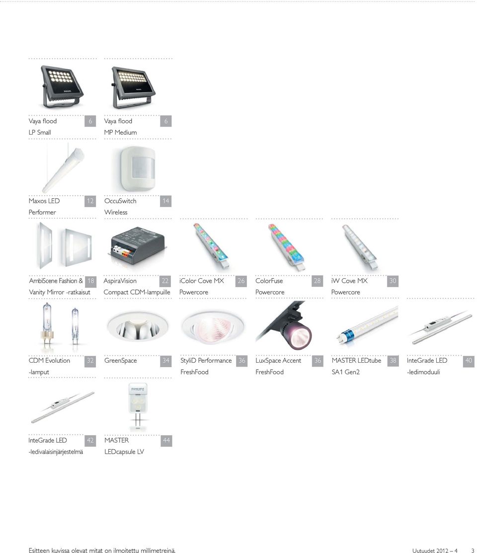 GreenSpace 34 StyliD Performance 36 LuxSpace Accent 36 MASTER LEDtube 38 InteGrade LED 40 -lamput FreshFood FreshFood SA1 Gen2