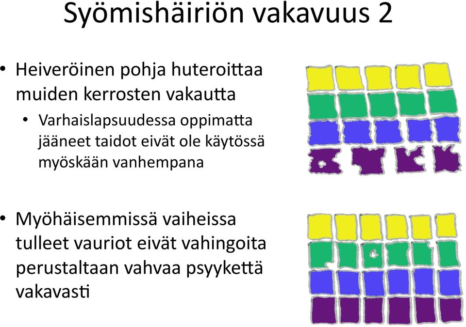 eivät ole käytössä myöskään vanhempana Myöhäisemmissä vaiheissa