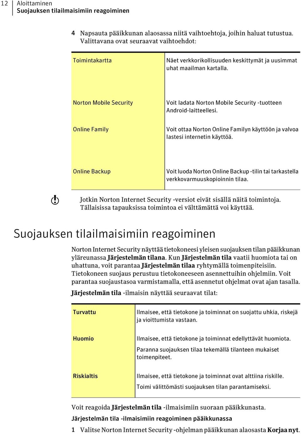 Norton Mobile Security Voit ladata Norton Mobile Security -tuotteen Android-laitteellesi. Online Family Voit ottaa Norton Online Familyn käyttöön ja valvoa lastesi internetin käyttöä.