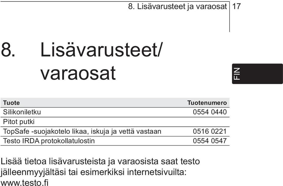 -suojakotelo likaa, iskuja ja vettä vastaan 0516 0221 Testo IRDA protokollatulostin 0554