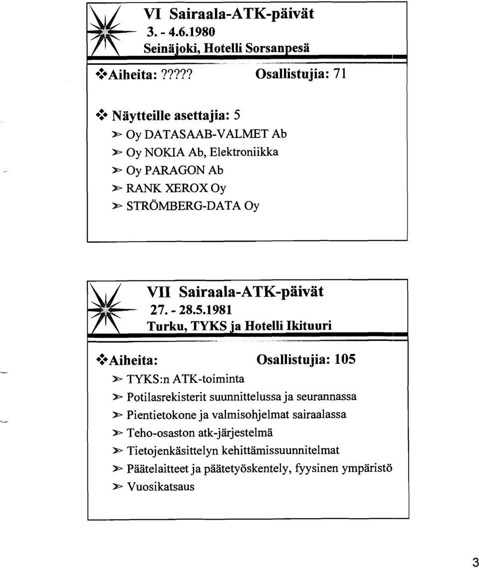 STROMBERG-DATA OY II\ VII Sairaala-ATK-päivät 27. - 28.5.1981 Turku.