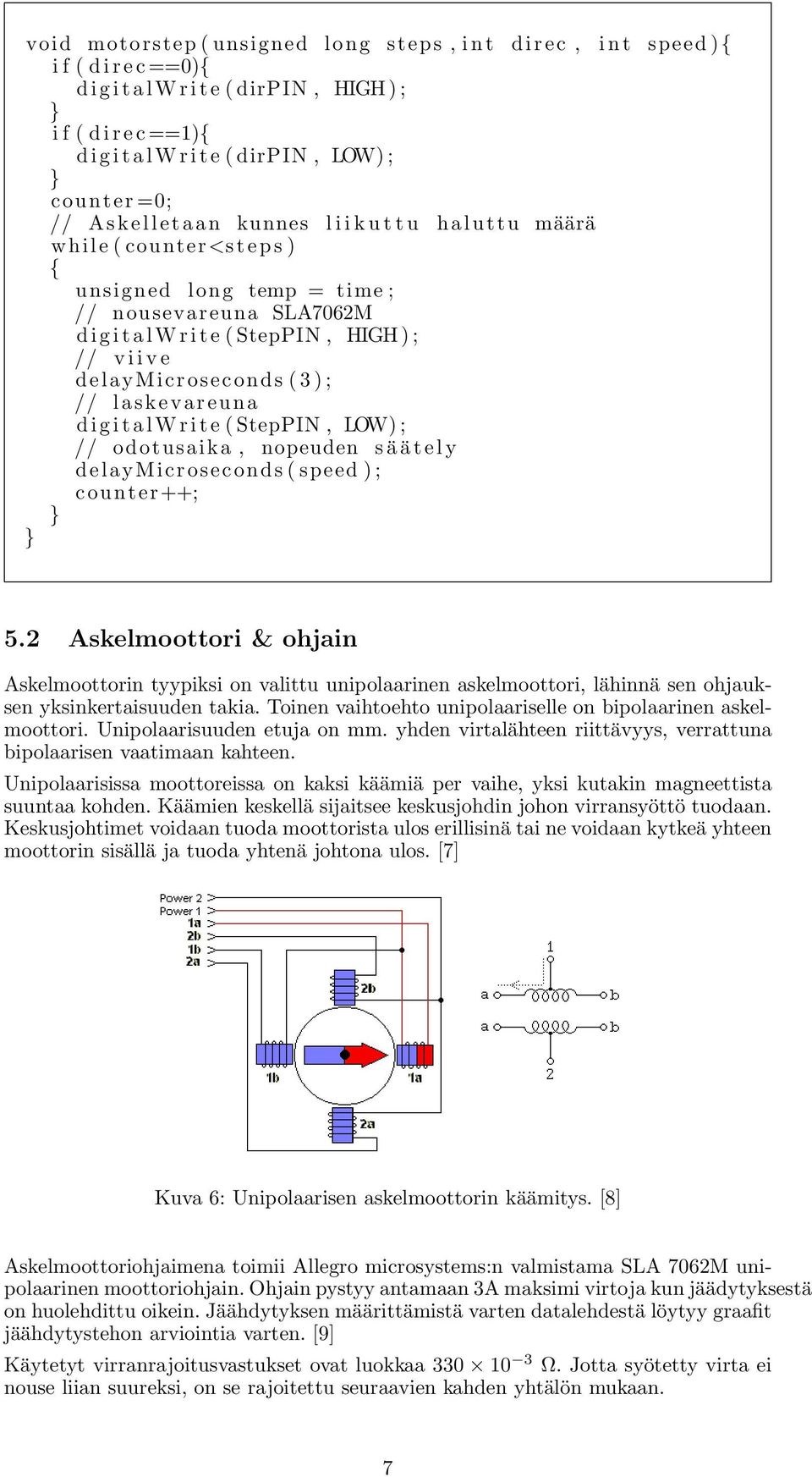 digitalwrite(steppin, LOW); // odotusaika, nopeuden sä ätely delaymicroseconds(speed ); counter++; 5.