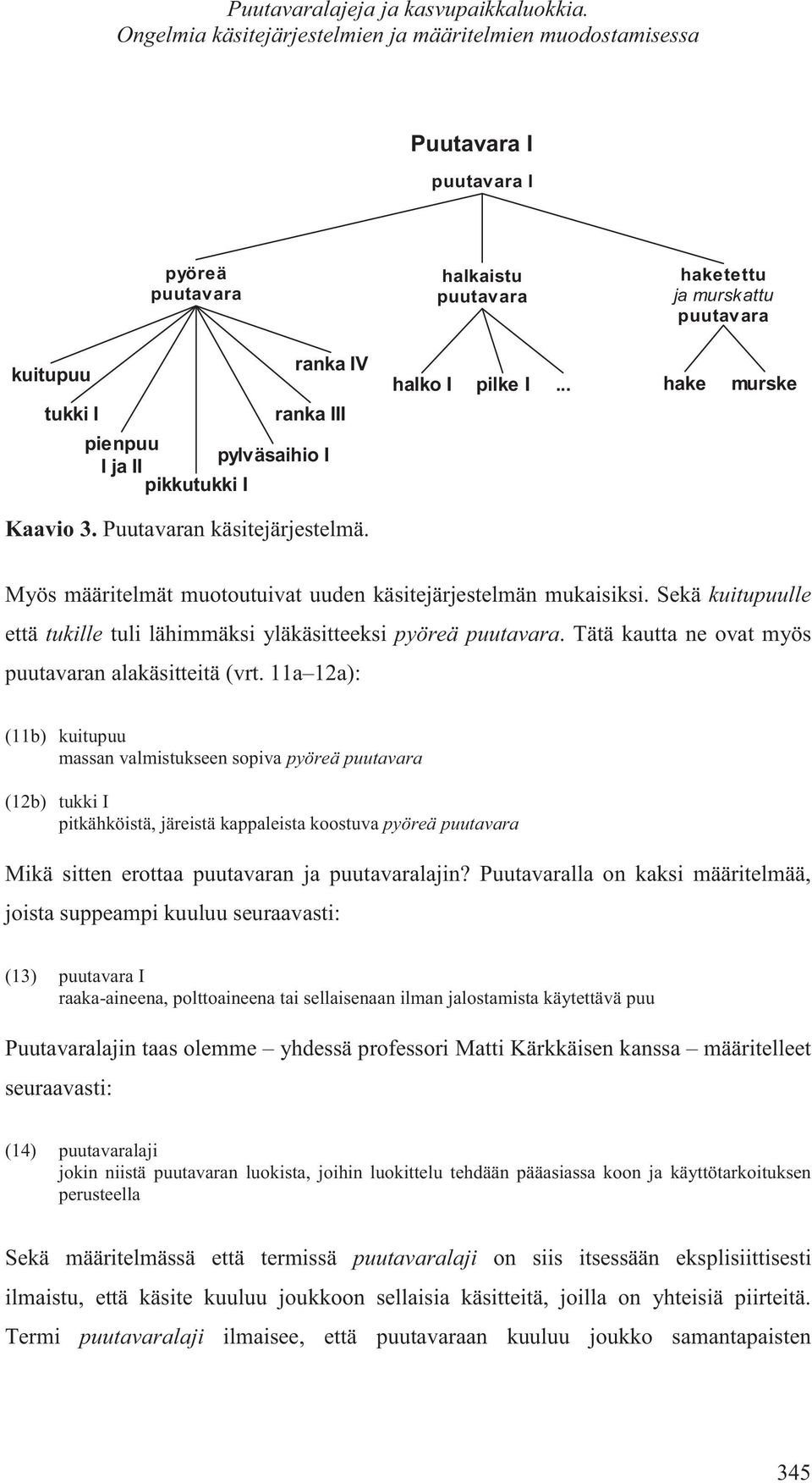 Sekä kuitupuulle että tukille tuli lähimmäksi yläkäsitteeksi pyöreä puutavara. Tätä kautta ne ovat myös puutavaran alakäsitteitä (vrt.