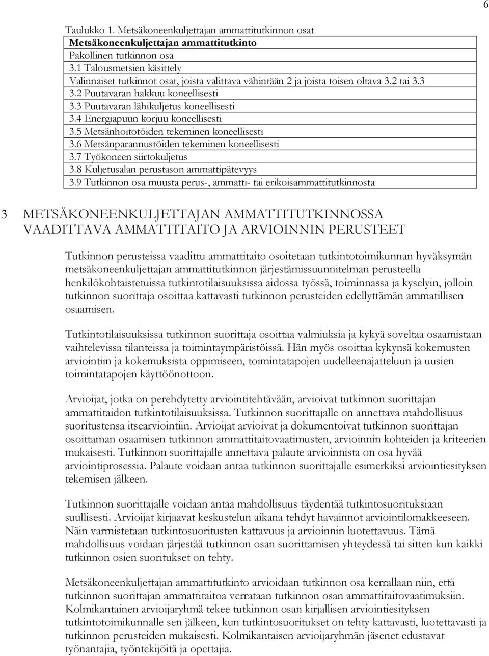 4 Energiapuun korjuu koneellisesti 3.5 Metsänhoitotöiden tekeminen koneellisesti 3.6 Metsänparannustöiden tekeminen koneellisesti 3.7 Työkoneen siirtokuljetus 3.