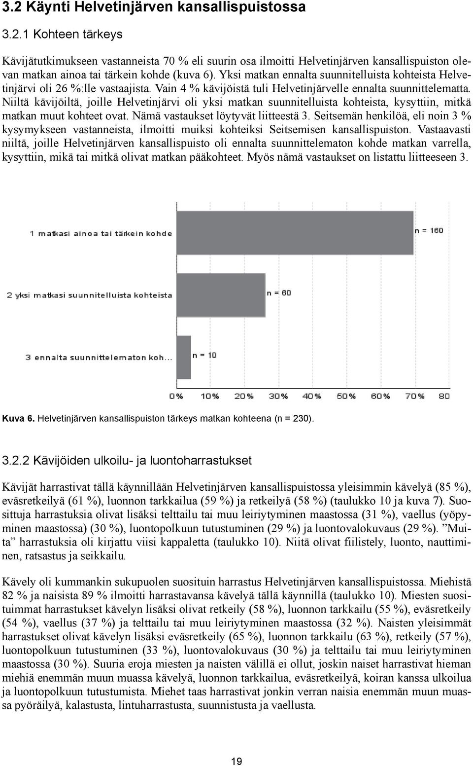 Niiltä kävijöiltä, joille Helvetinjärvi oli yksi matkan suunnitelluista kohteista, kysyttiin, mitkä matkan muut kohteet ovat. Nämä vastaukset löytyvät liitteestä 3.