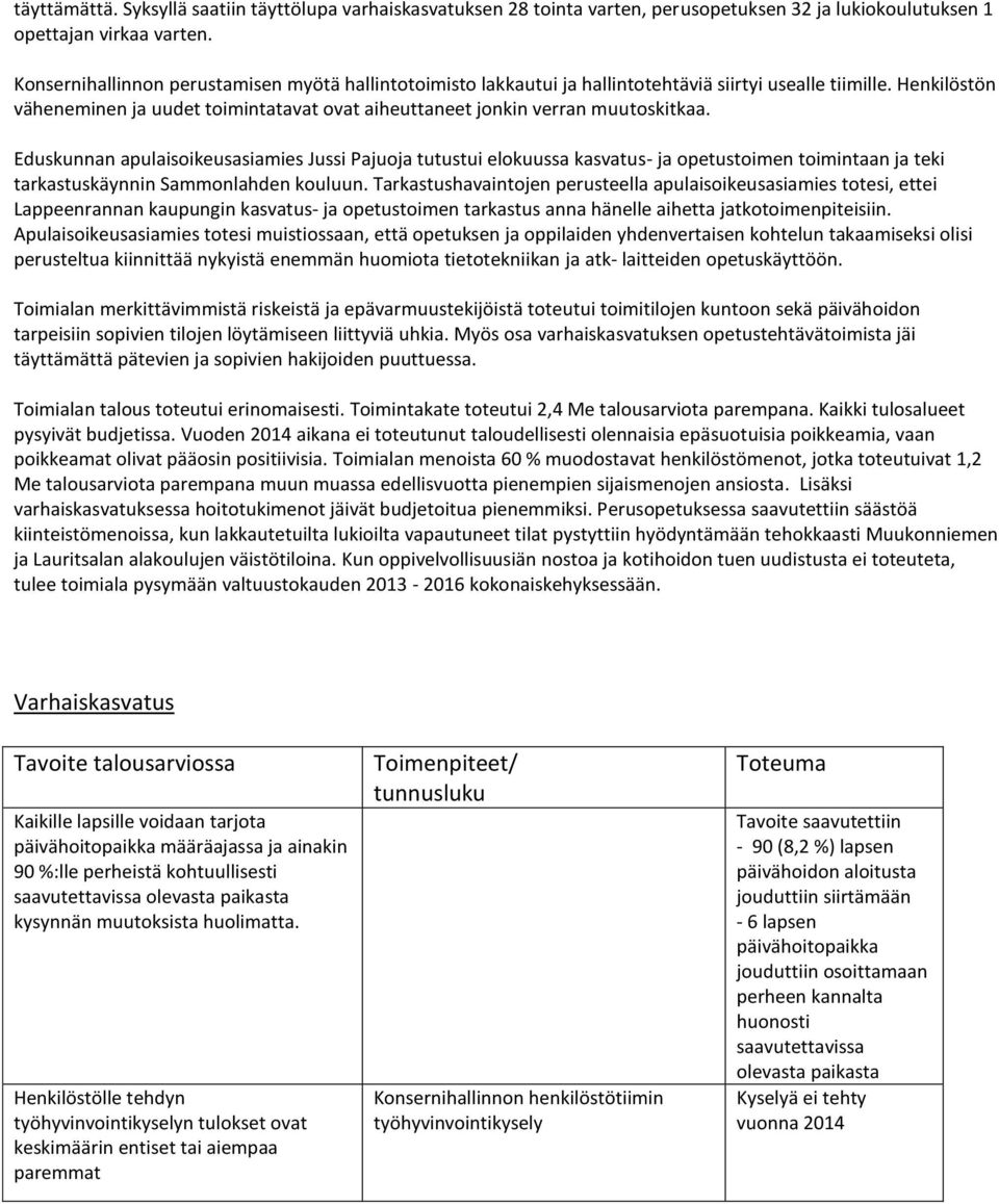 Henkilöstön väheneminen ja uudet toimintatavat ovat aiheuttaneet jonkin verran muutoskitkaa.