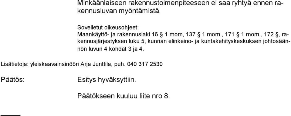 , 172, raken nus jär jes tyk sen luku 5, kunnan elinkeino- ja kuntakehityskeskuksen joh to säännön luvun