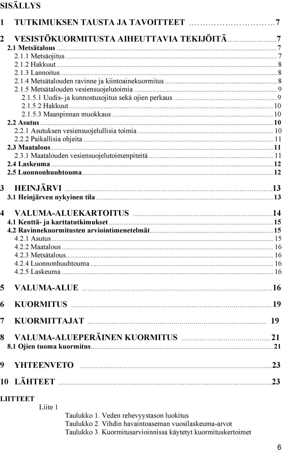 .. 10 2.2.2 Paikallisia ohjeita... 11 2.3 Maatalous...11 2.3.1 Maatalouden vesiensuojelutoimenpiteitä... 11 2.4 Laskeuma...12 2.5 Luonnonhuuhtouma...12 3 HEINJÄRVI..13 3.1 Heinjärven nykyinen tila.