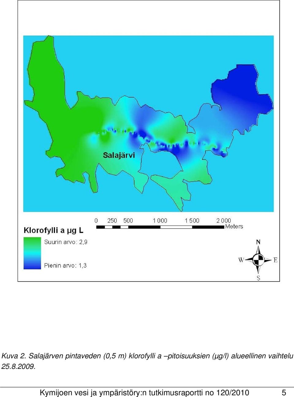 a pitoisuuksien (µg/l) alueellinen