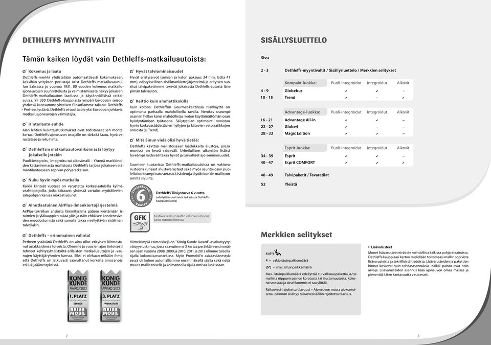 80 vuoden kokemus matkailuajoneuvojen suunnittelusta ja valmistamisesta näkyy jokaisen Dethleffs-matkailuauton laadussa ja käytännöllisissä ratkaisuissa.