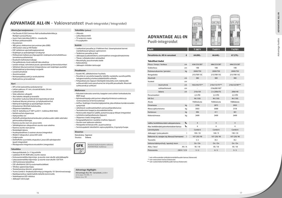 Polttoaineen katkaisu ja ohjauspyörän sisäänpainumismahdollisuus (onnettomuustilanteissa) Etuakselin kallistuksenvakaaja Fiat palkkialusta, leveä raideväli taka-akselissa Leveät renkaat, vahvistetut