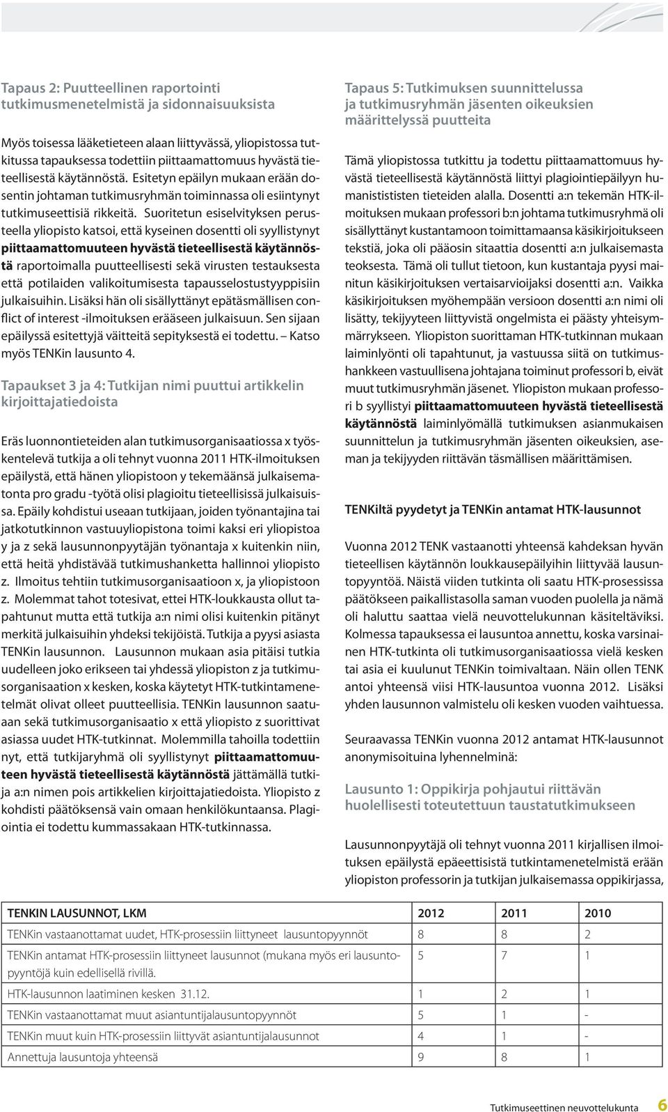 Suoritetun esiselvityksen perusteella yliopisto katsoi, että kyseinen dosentti oli syyllistynyt piittaamattomuuteen hyvästä tieteellisestä käytännöstä raportoimalla puutteellisesti sekä virusten