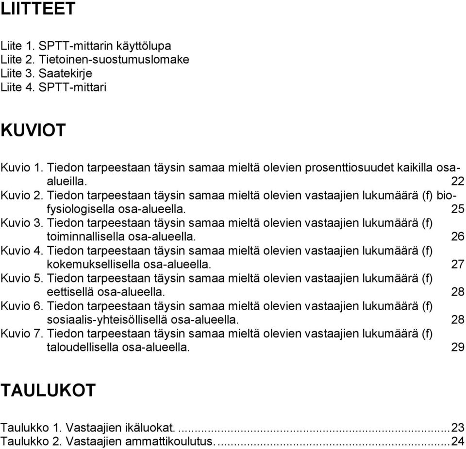 Tiedon tarpeestaan täysin samaa mieltä olevien vastaajien lukumäärä (f) biofysiologisella osa-alueella. 25 Kuvio 3.