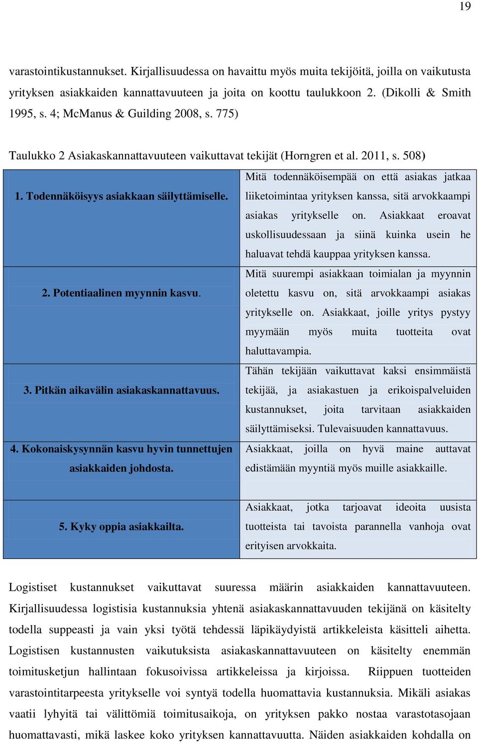 Todennäköisyys asiakkaan säilyttämiselle. liiketoimintaa yrityksen kanssa, sitä arvokkaampi asiakas yritykselle on.