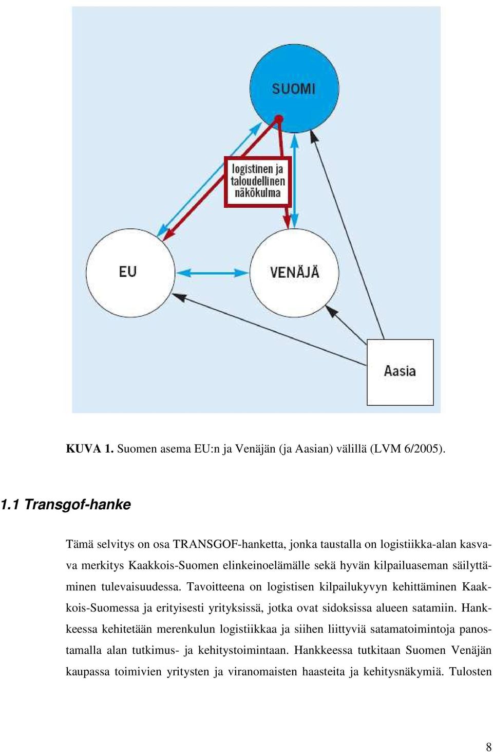1 Transgof-hanke Tämä selvitys on osa TRANSGOF-hanketta, jonka taustalla on logistiikka-alan kasvava merkitys Kaakkois-Suomen elinkeinoelämälle sekä hyvän